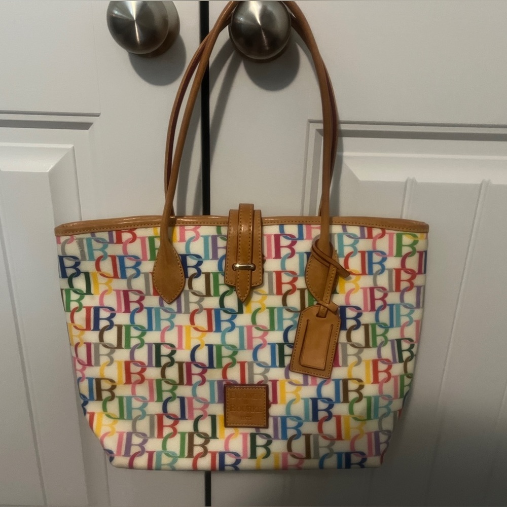 Large Dooney & Bourke Multicolor Signature Shoulder Bag, Multicolor Alphabets